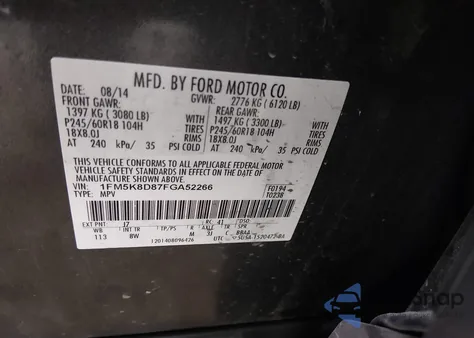 2015 Ford Explorer Xlt z USA, uszkodzony, nr VIN 1FM5K8D87FGA52266